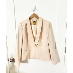 Ted Baker Pink Blazer Single Breasted Gold Button Curved Seam Womens Size 4